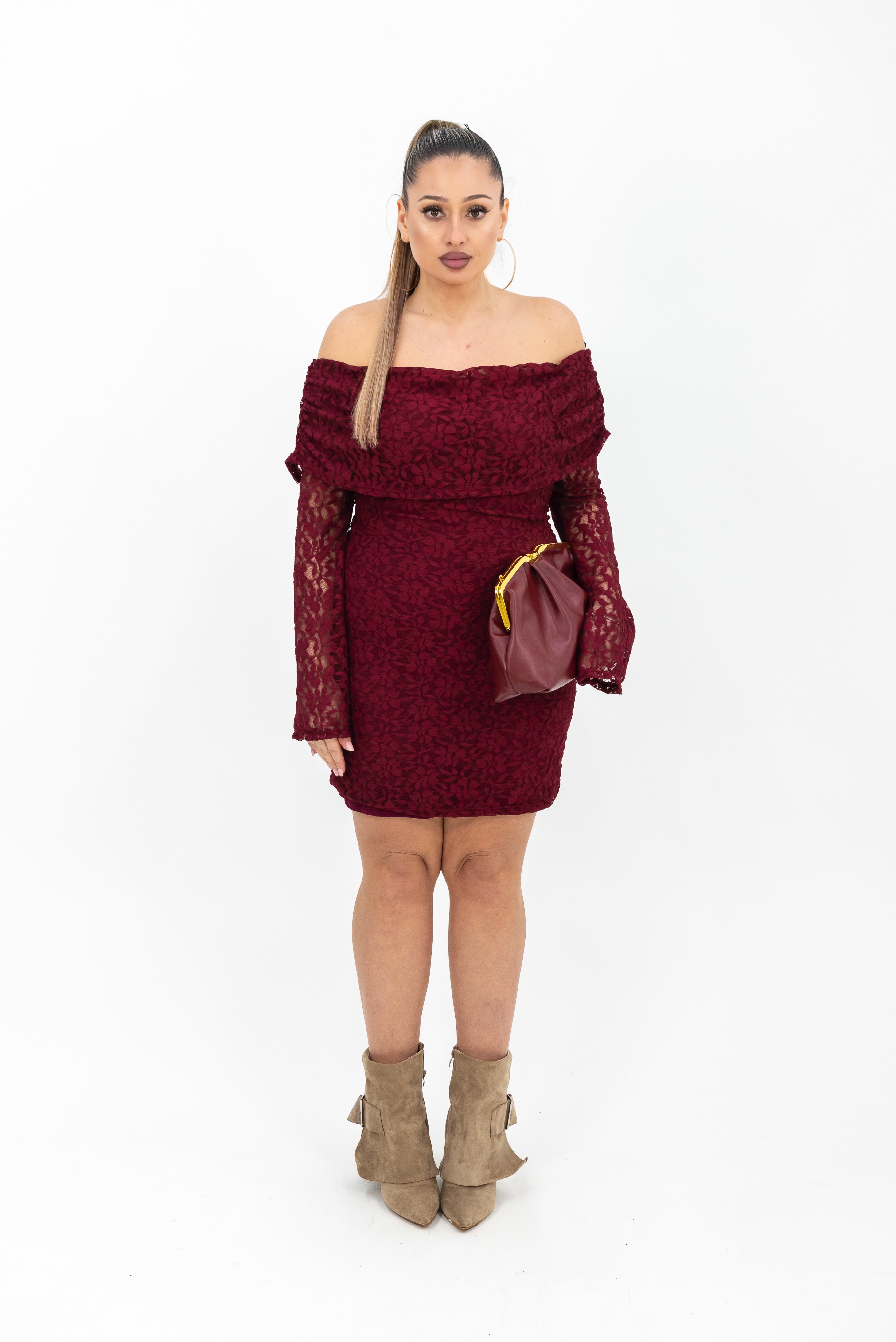 Dress Scollo Barca In Pizzo