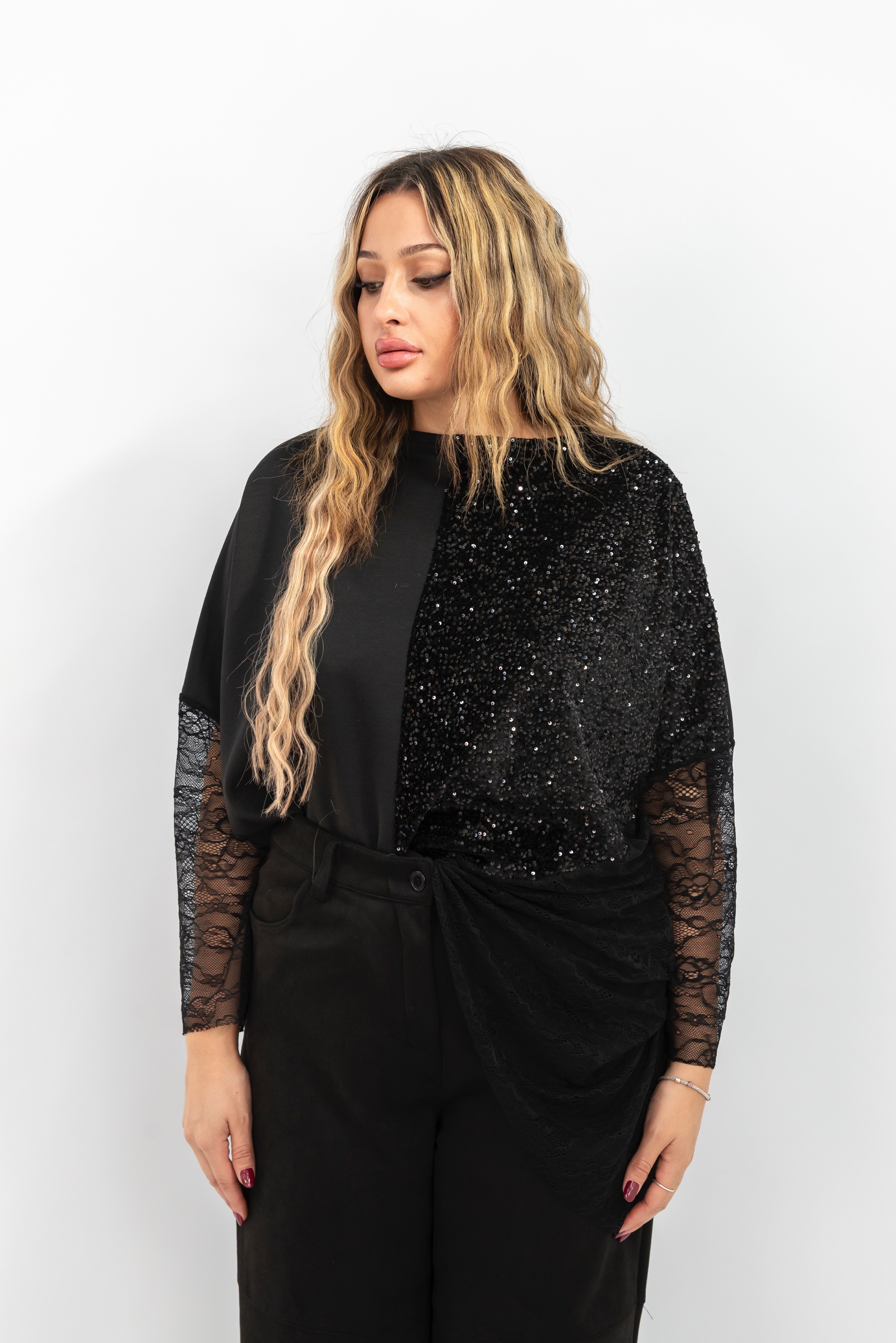 Maglia Paillettes Pizzo