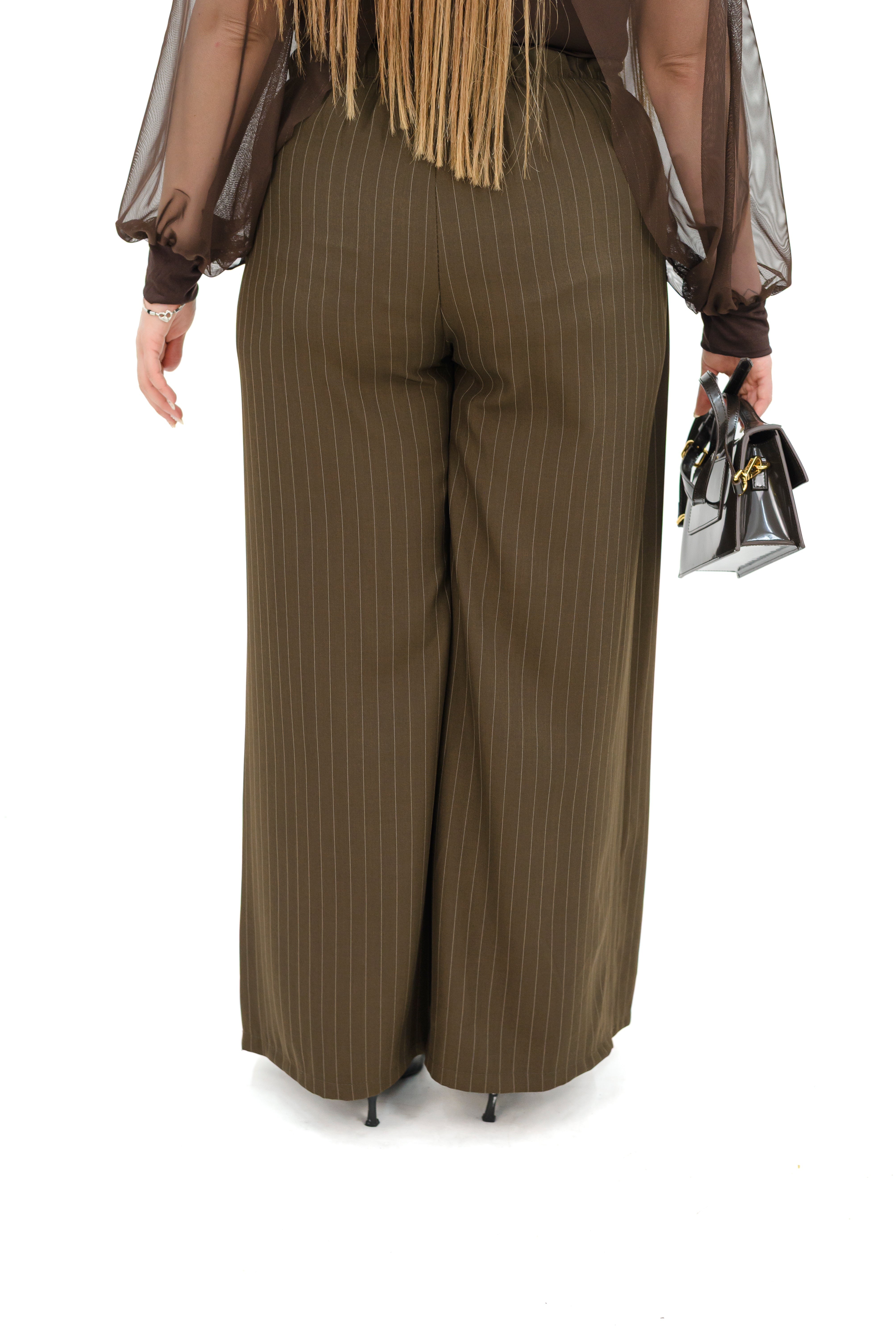 Pantalone Gessato Con Bottone