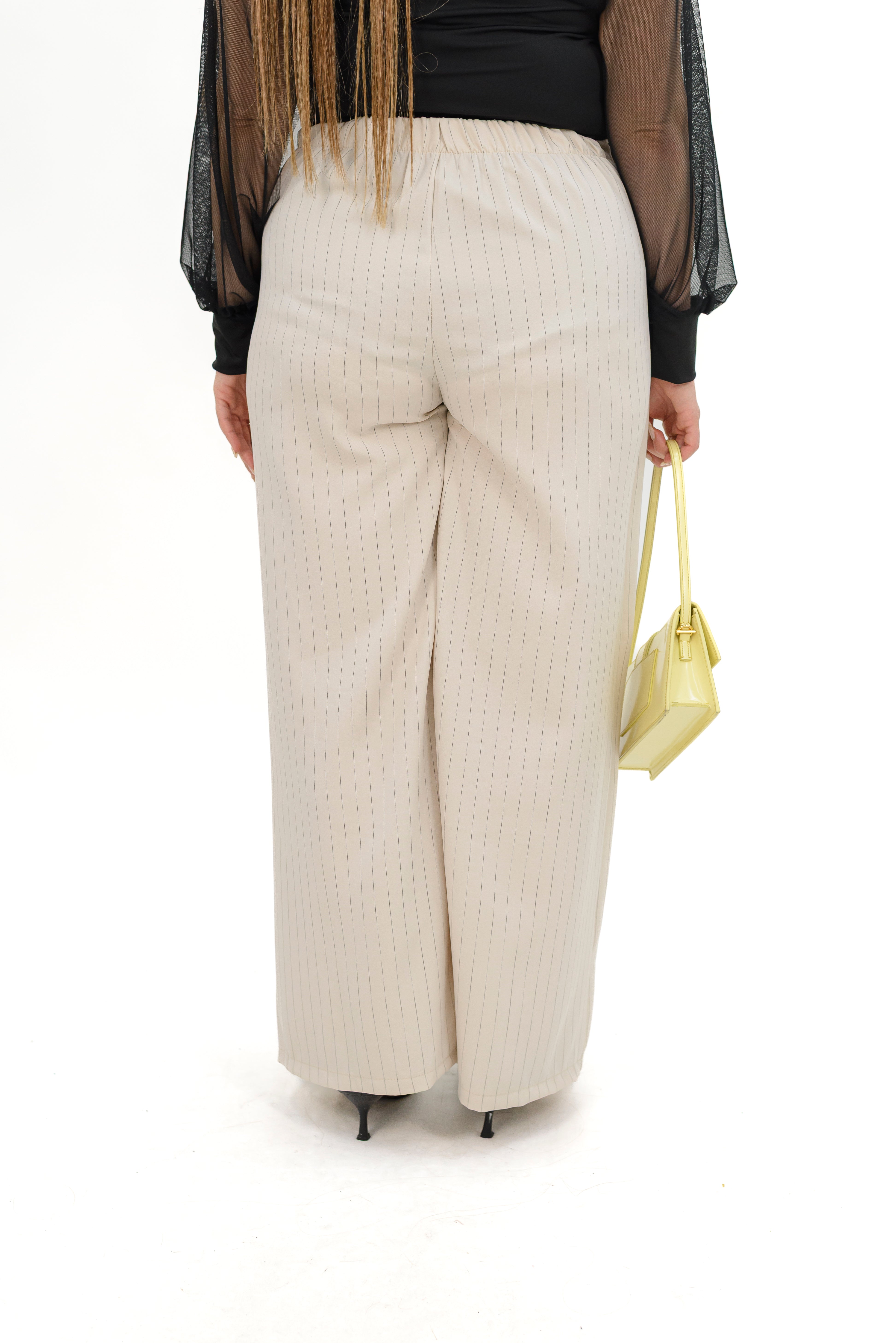 Pantalone Gessato Con Bottone
