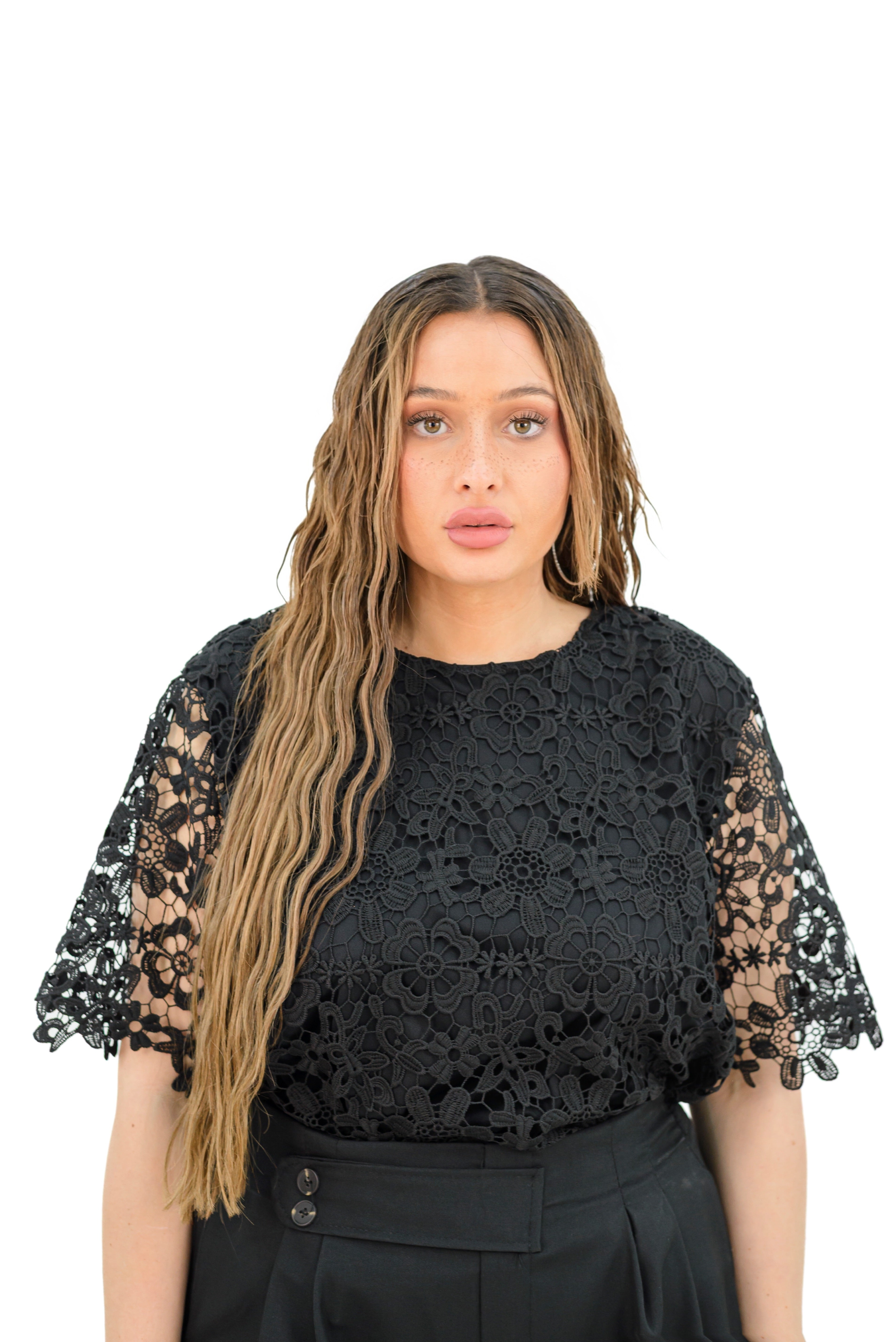 Maglia Pizzo Con Fiore