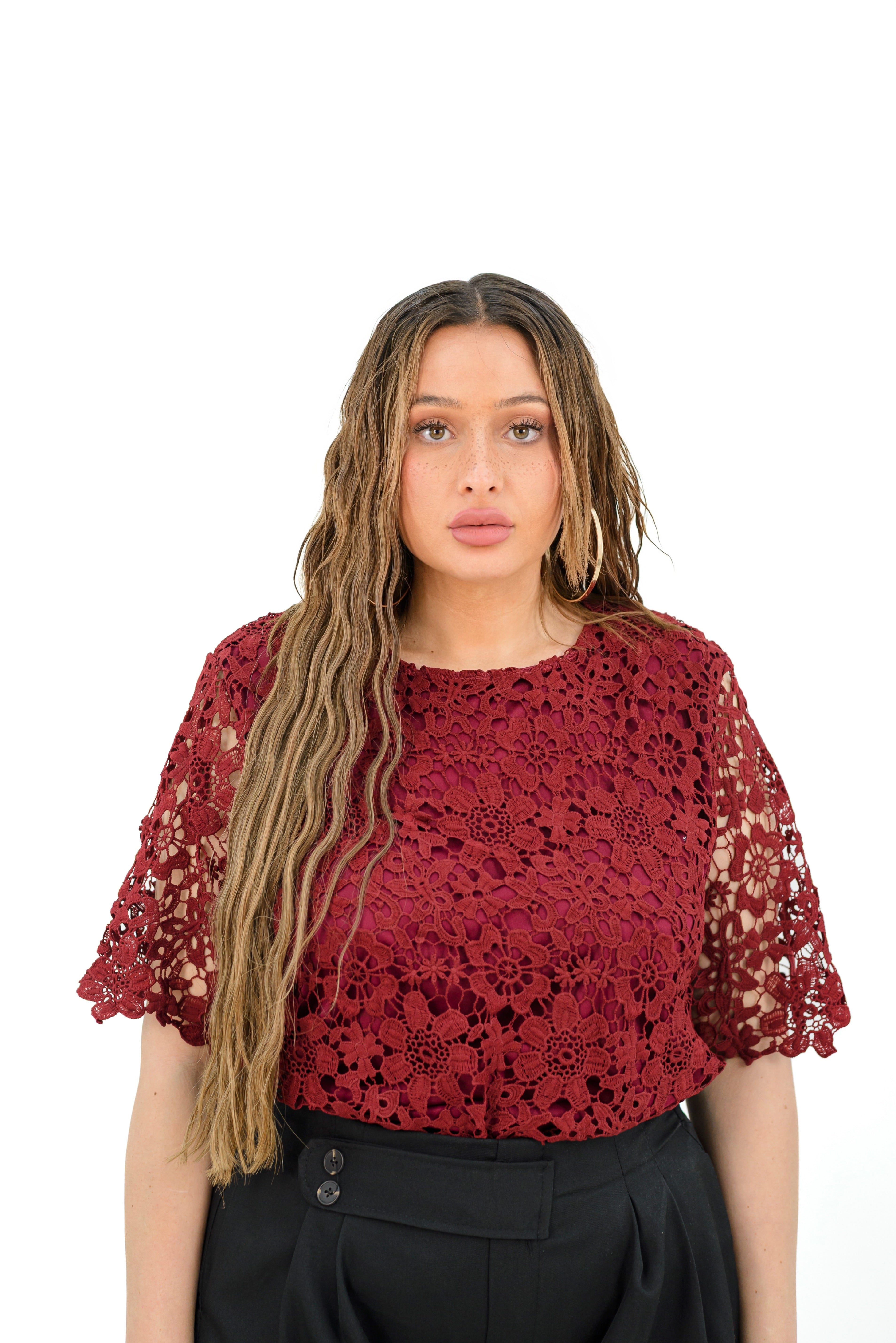 Maglia Pizzo Con Fiore