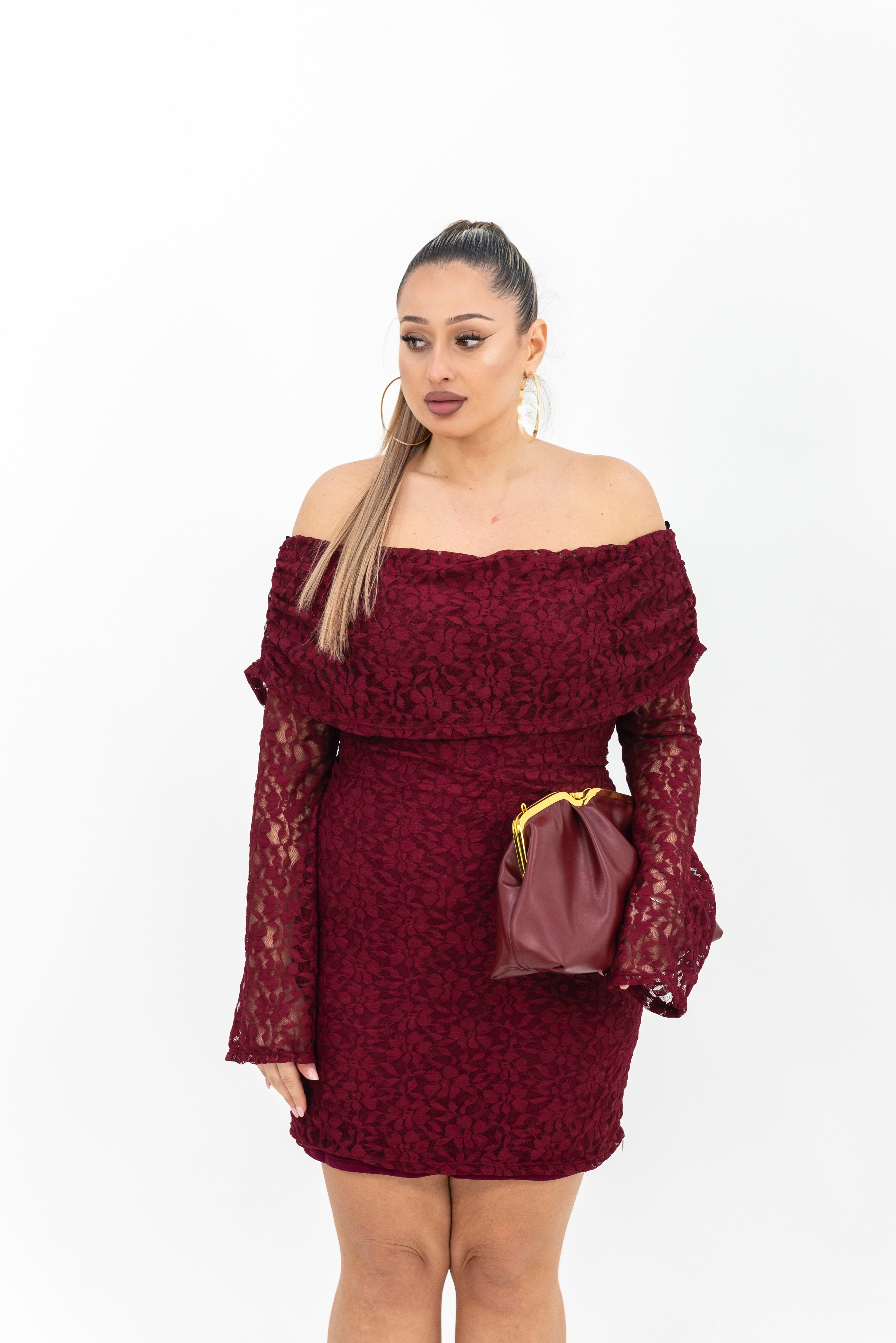 Dress Scollo Barca In Pizzo