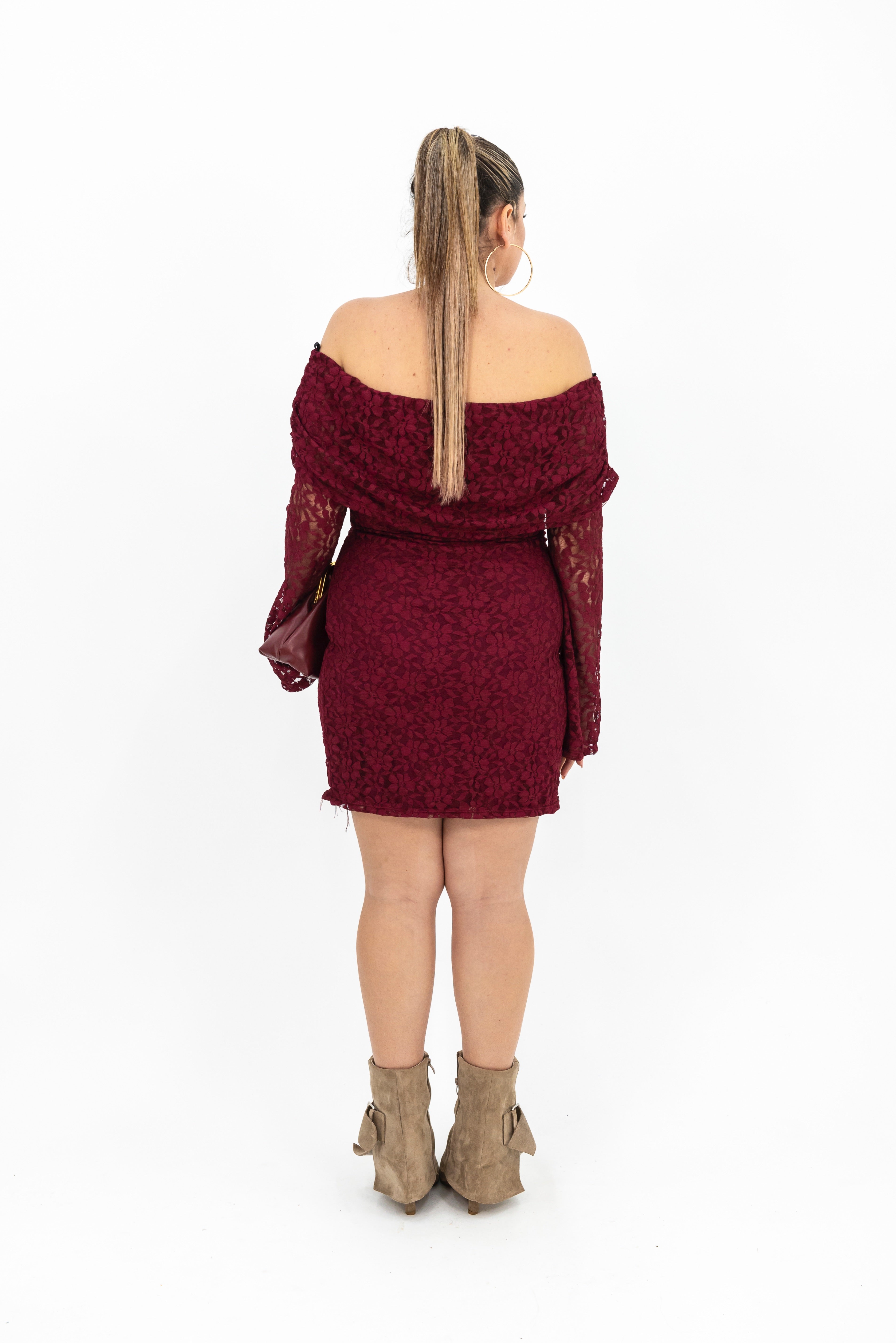 Dress Scollo Barca In Pizzo