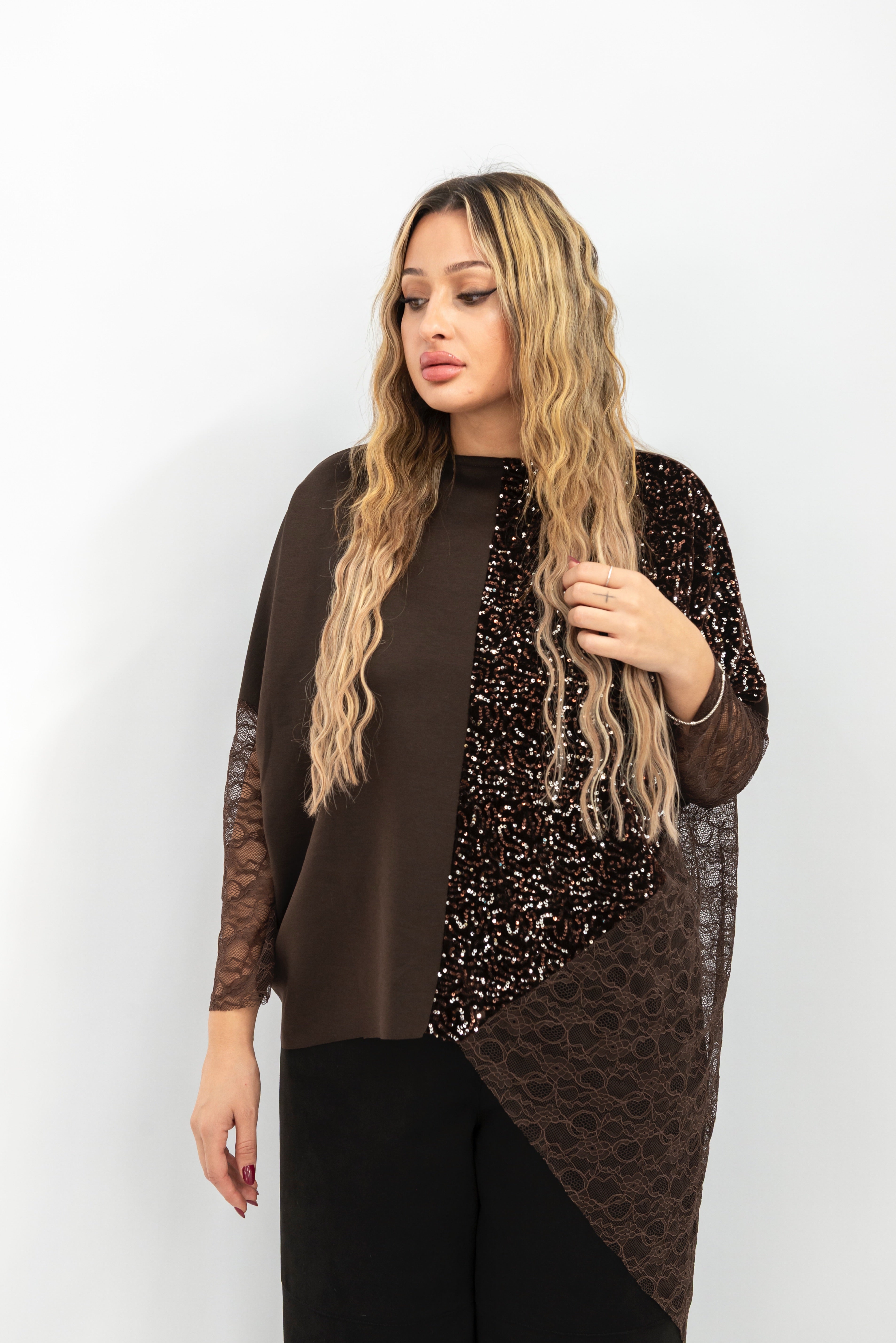 Maglia Paillettes Pizzo