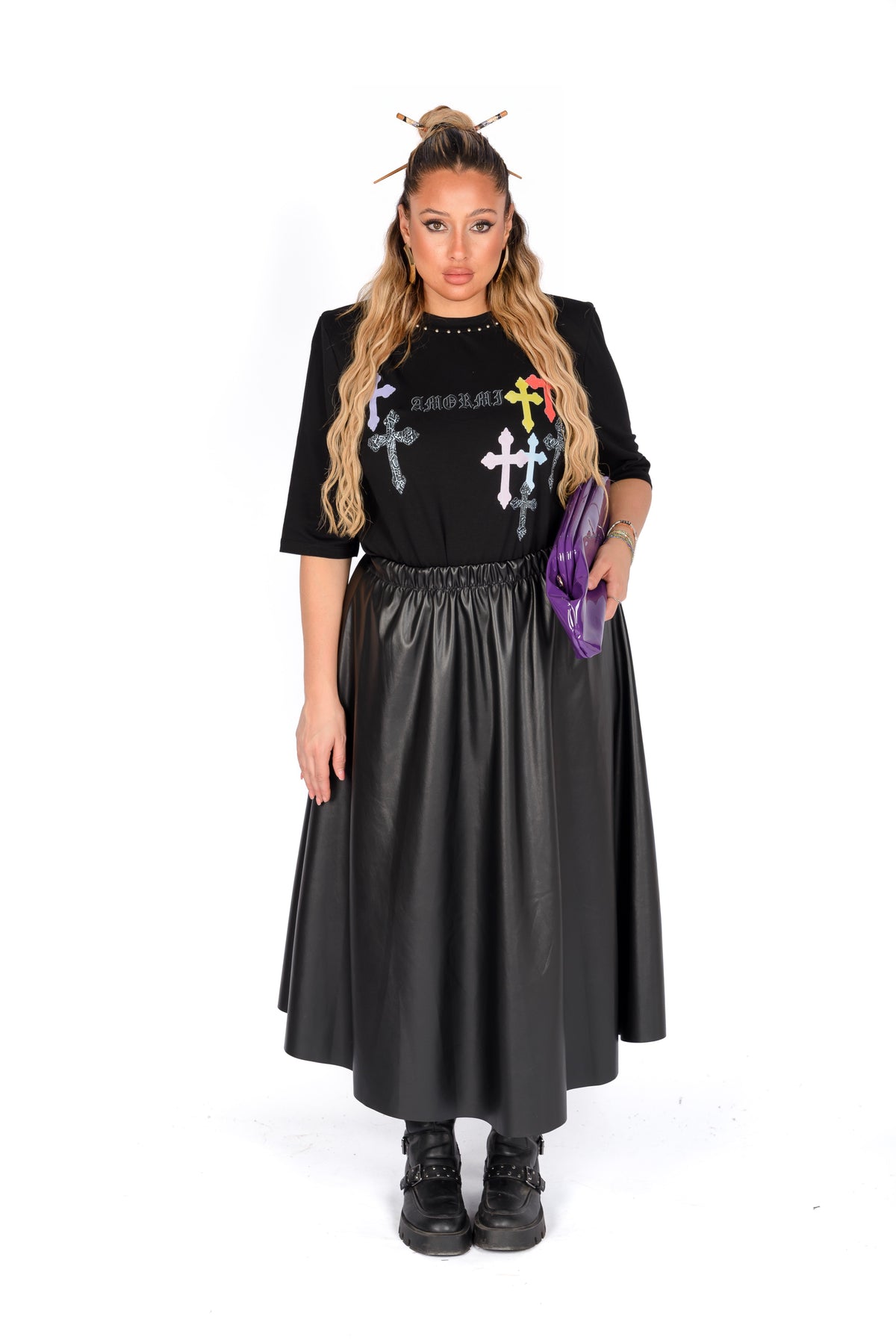 T-Shirt Croce Con Perla