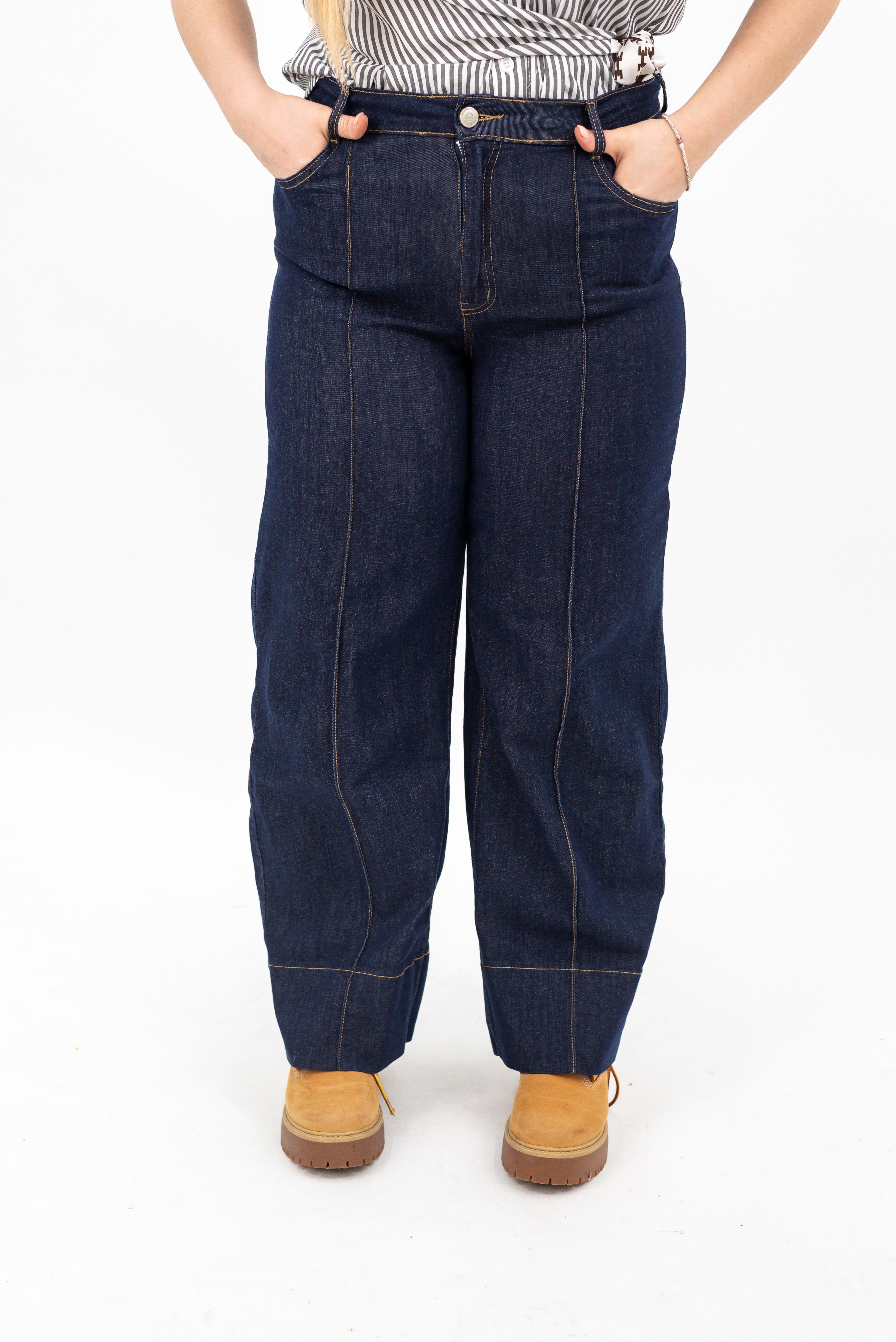 Jeans Fake Denim Con Cintura