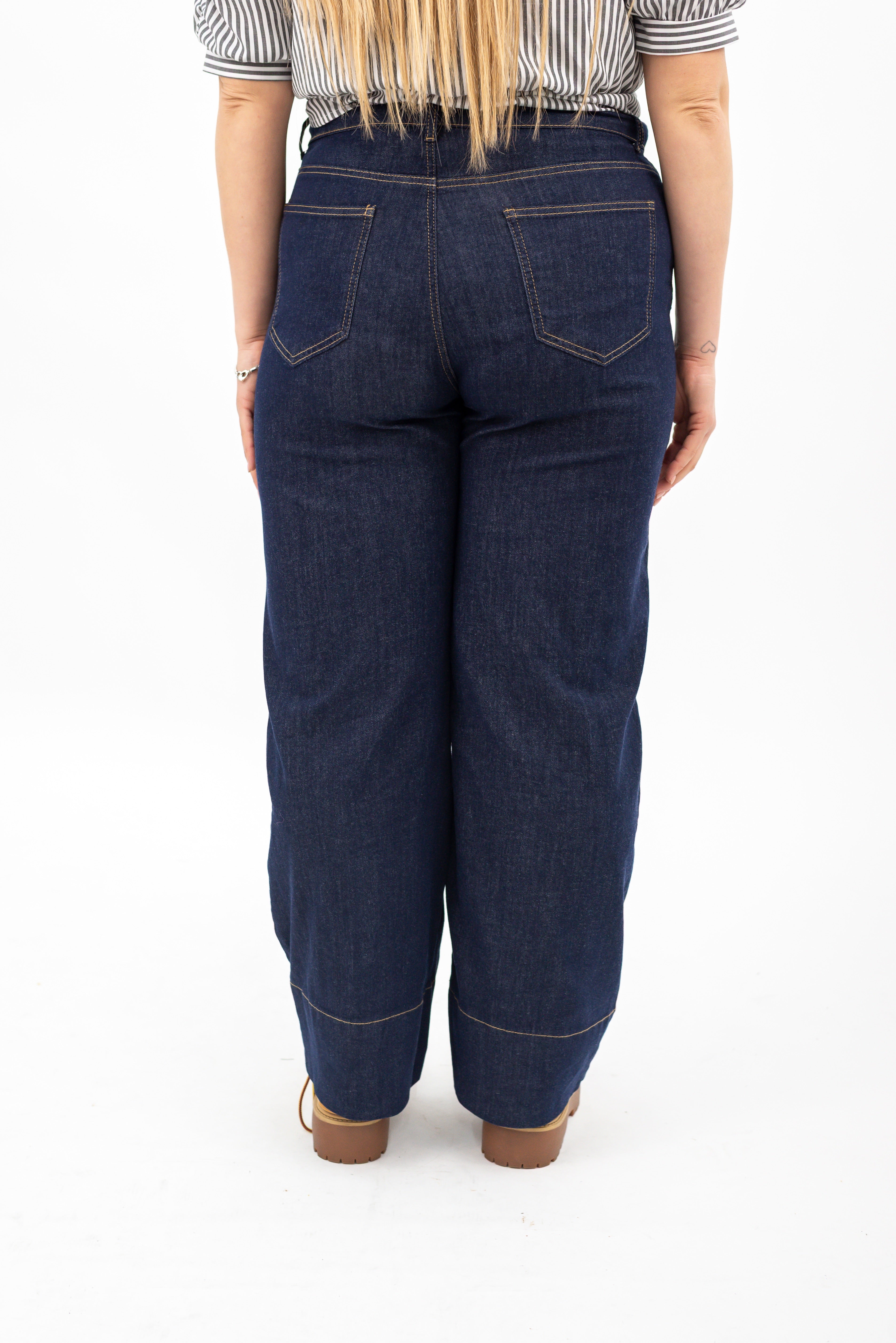 Jeans Fake Denim Con Cintura
