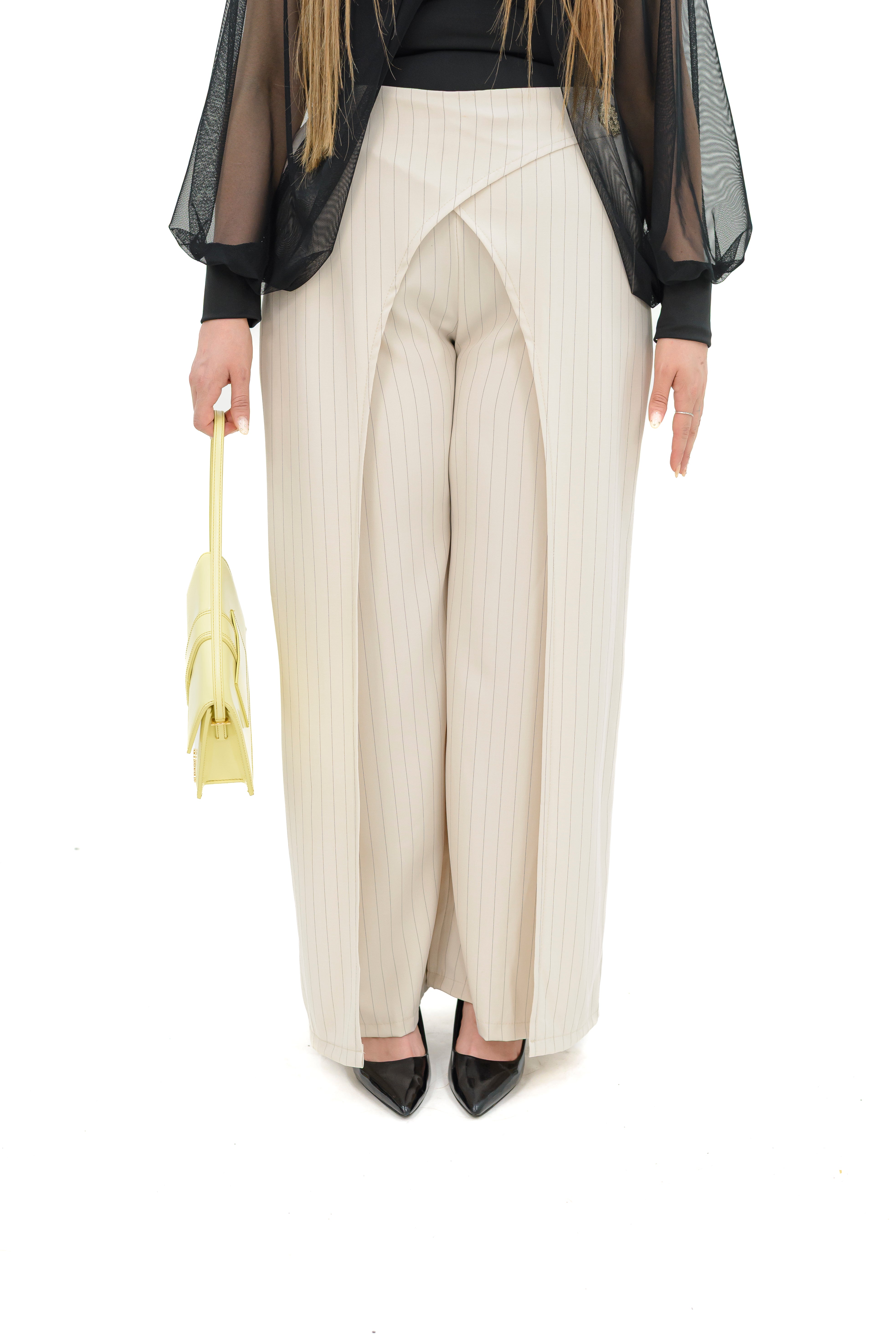 Pantalone Gessato Con Bottone