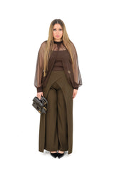 Pantalone Gessato Con Bottone