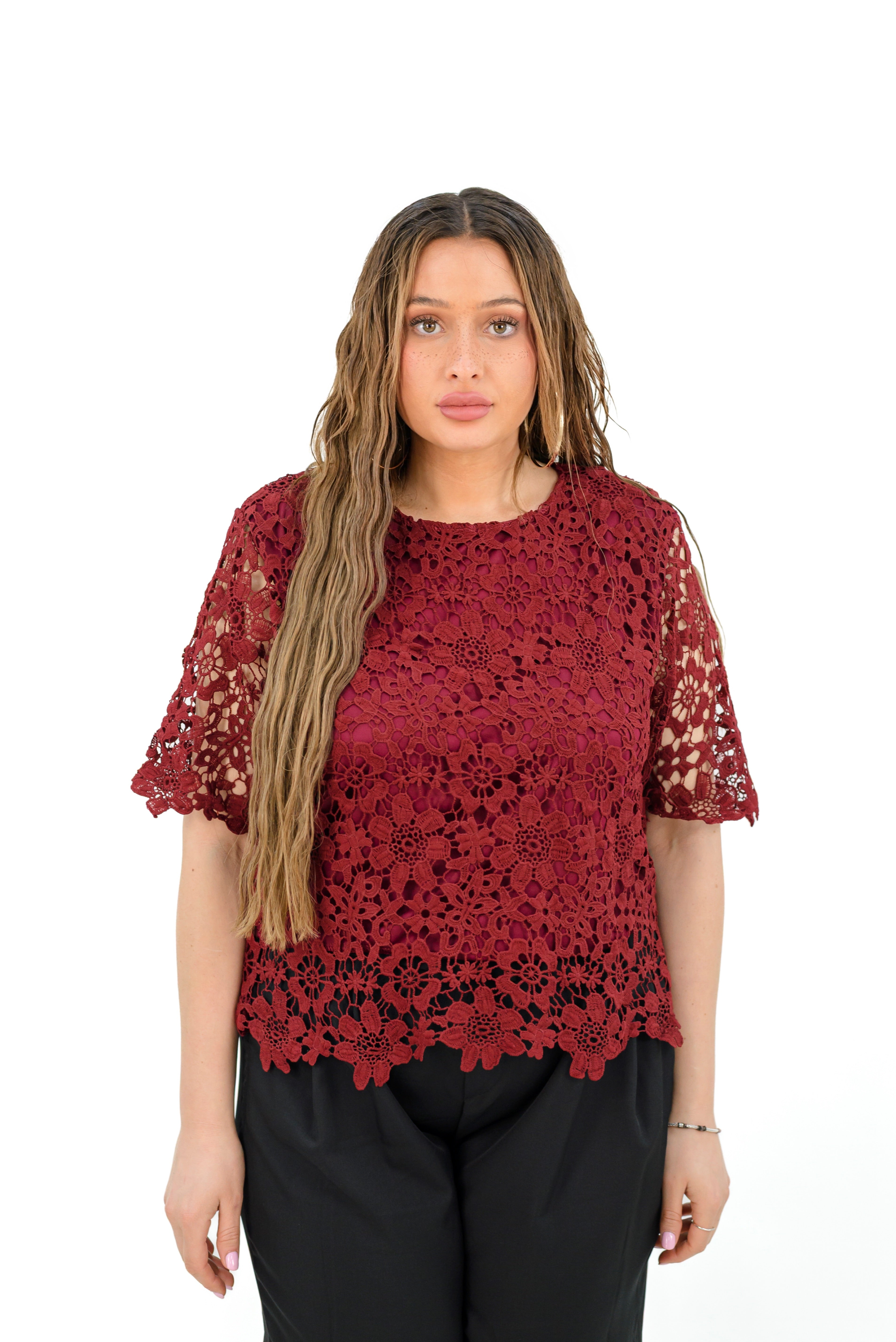Maglia Pizzo Con Fiore