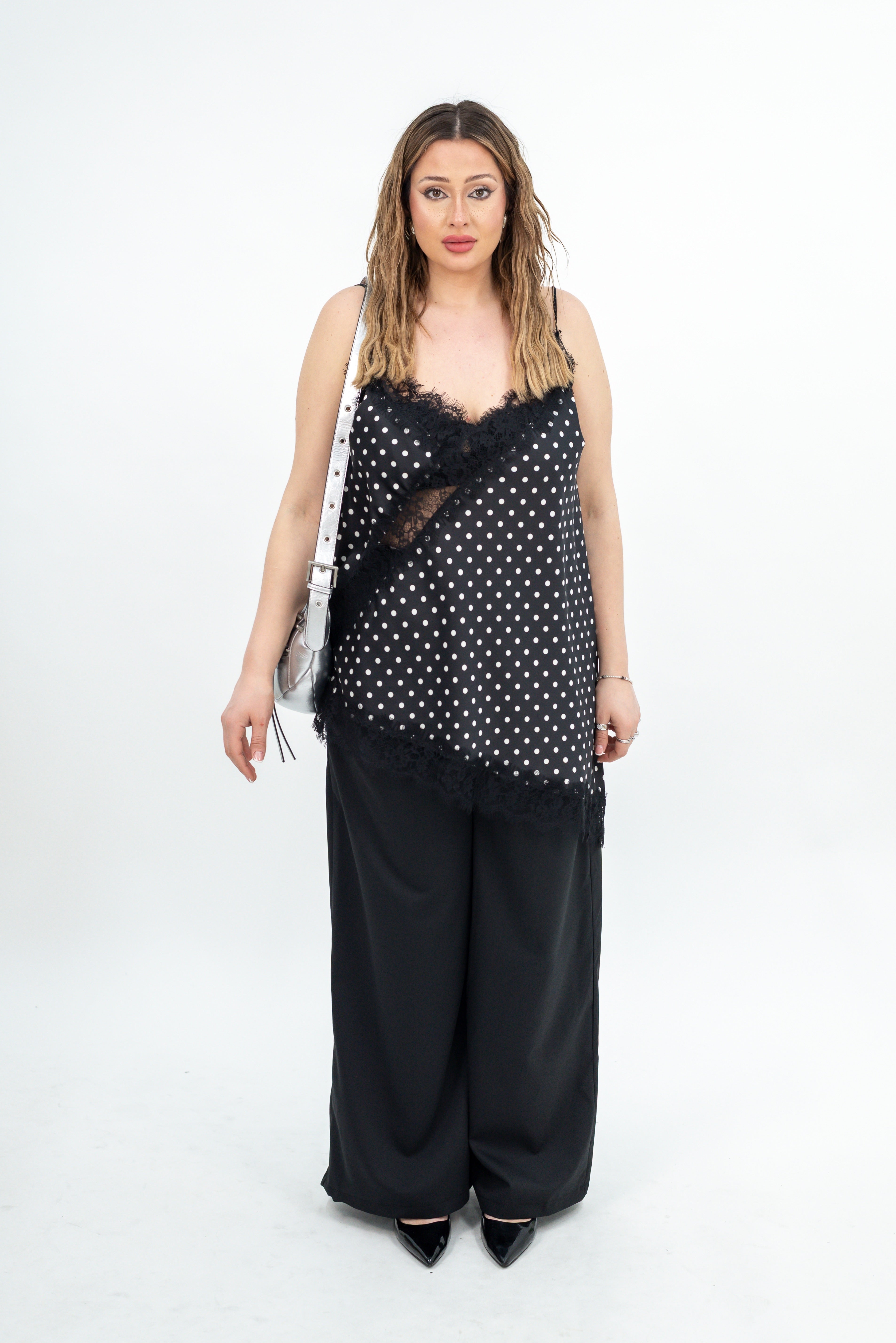 Maglia Asimmetrica Raso Pois