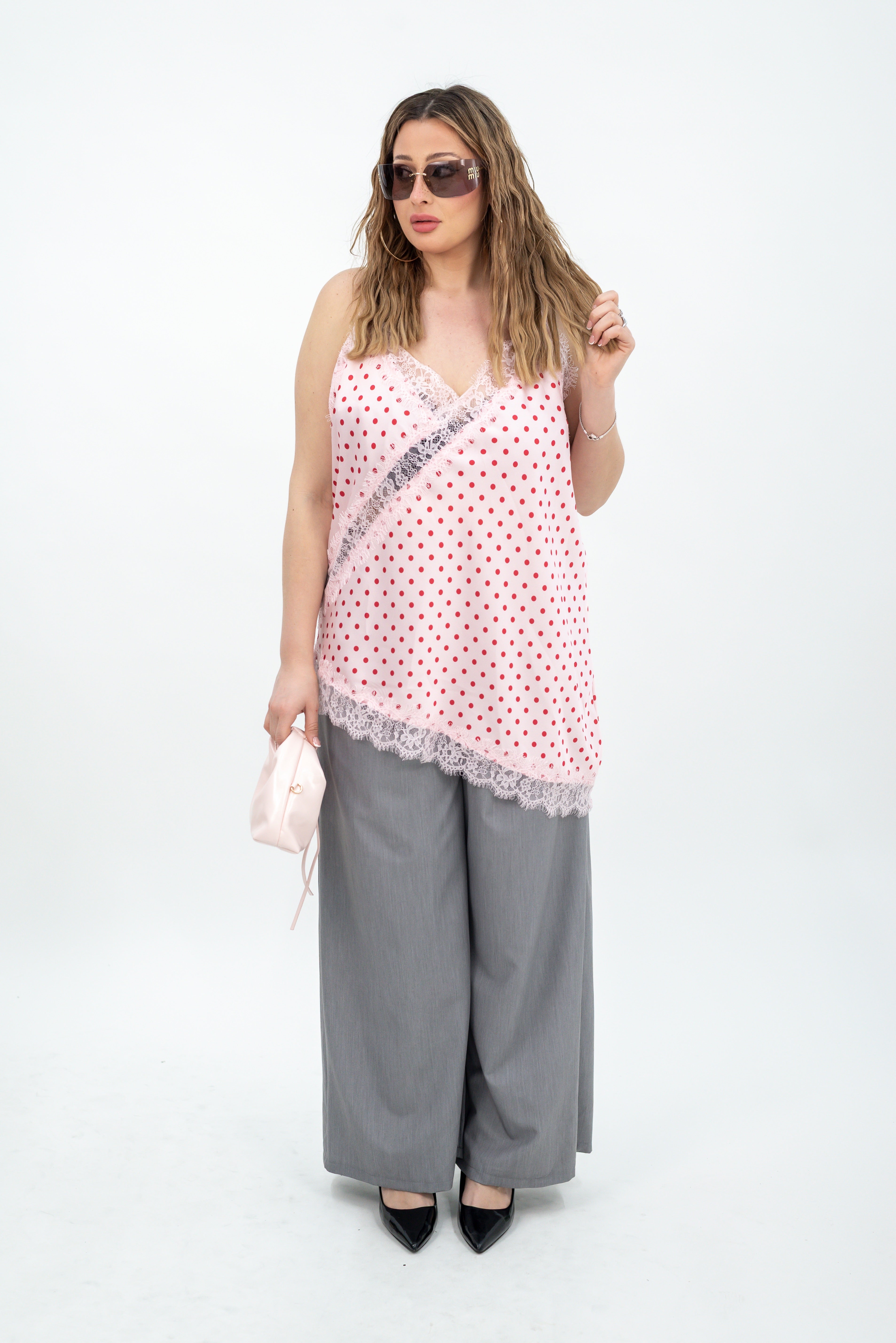 Maglia Asimmetrica Raso Pois